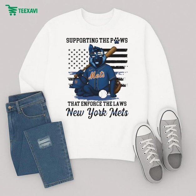 Official New York Mets Supporting The Paws That Enforced The Laws Dog Sweatshirt