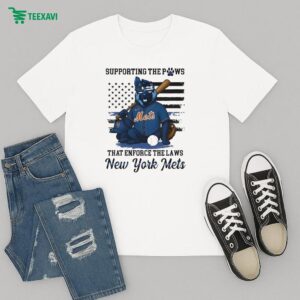 Official New York Mets Supporting The Paws That Enforced The Laws Dog T-Shirt