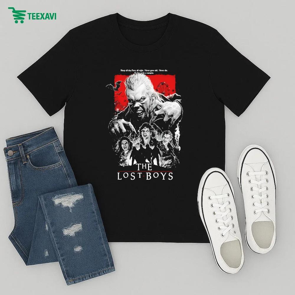 Santa Carla Vampires Lost In The Shadows Sleep All Day Party All Night Never Grow Old Never Die It's Fun To Be A Vampire – T-shirt Santa Carla Vampires Lost In The Shadows Sleep All Day Party All Night Never Grow Old Never Die It's Fun To Be A Vampire – T-shirt
